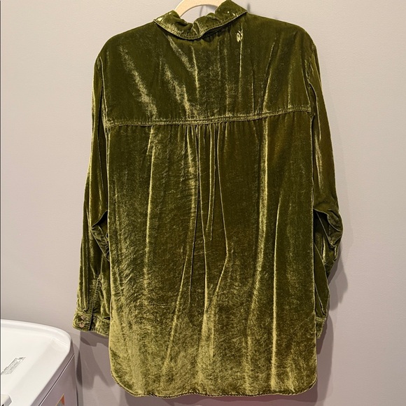 Pilcro Olive Green Velvet Shirt - Picture 3 of 3